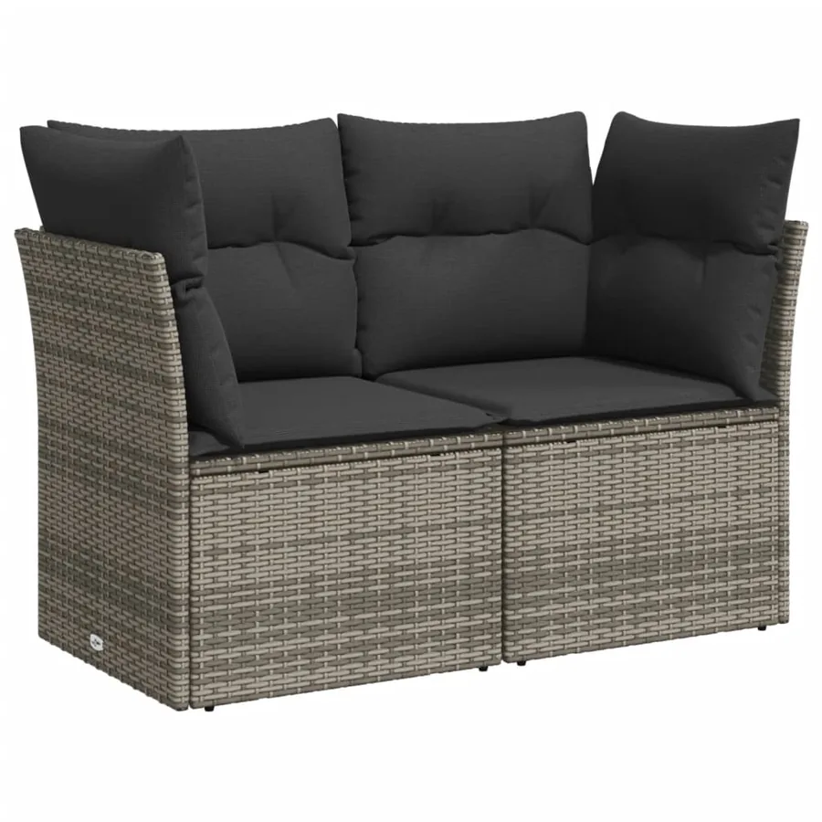 Salon de jardin avec coussins 10 pcs gris résine tressée - 3