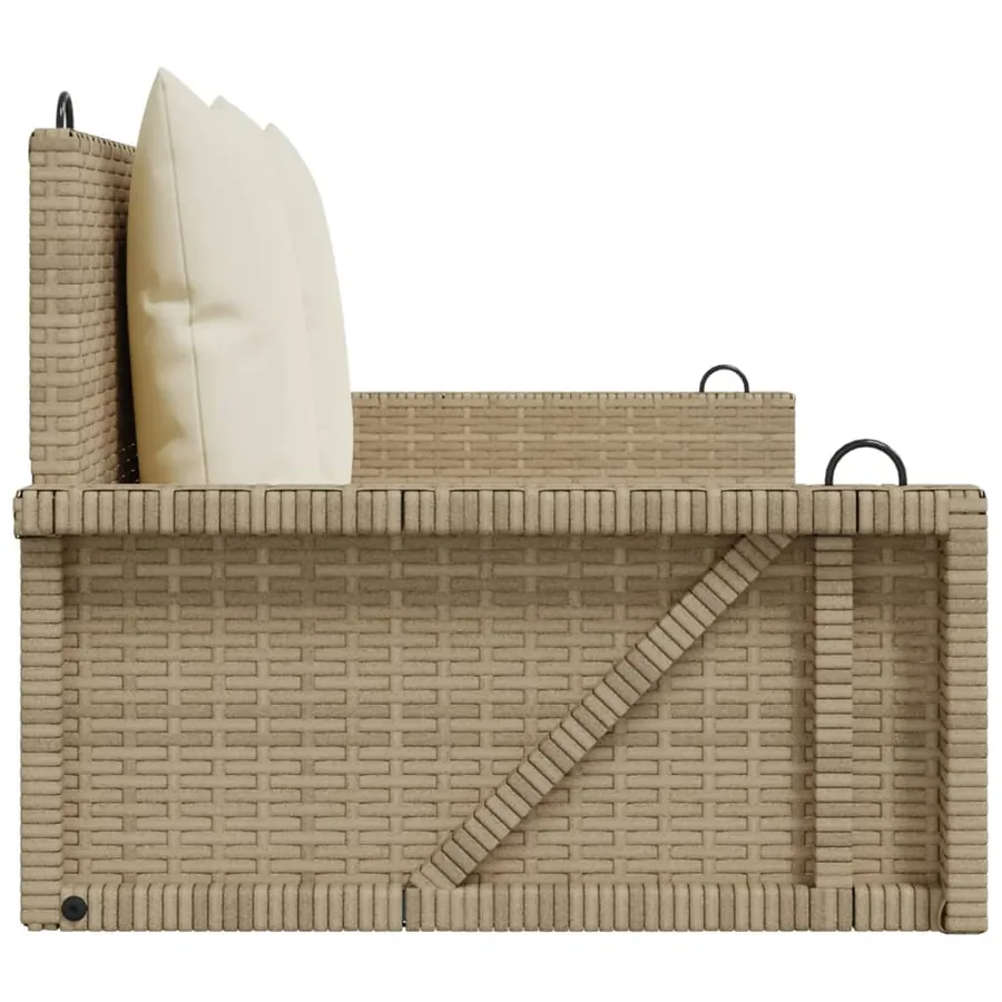 Balancelle avec coussins beige 119x56x48 cm résine tressée - 5
