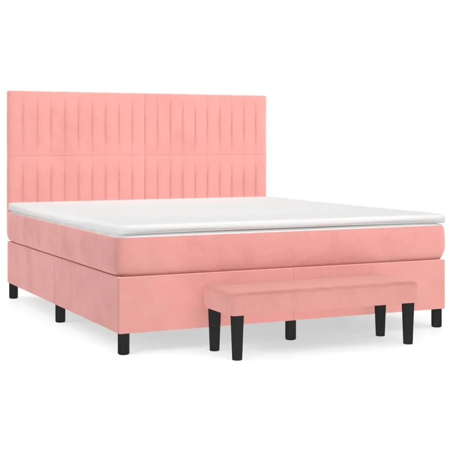Sommier à lattes de lit avec matelas Rose 160x200 cm Velours - 2