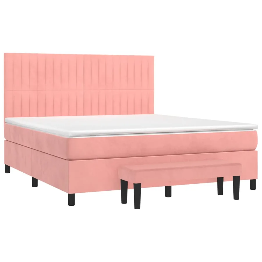 Sommier à lattes de lit avec matelas Rose 160x200 cm Velours - 3