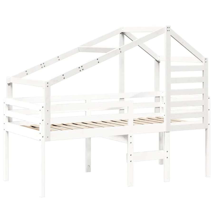 Toit de lit pour enfants blanc 188x97x113 cm bois de pin massif - 3