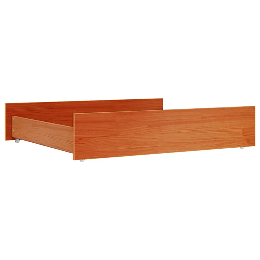 Tiroirs de lit 2 pcs cire marron bois de pin massif - 7