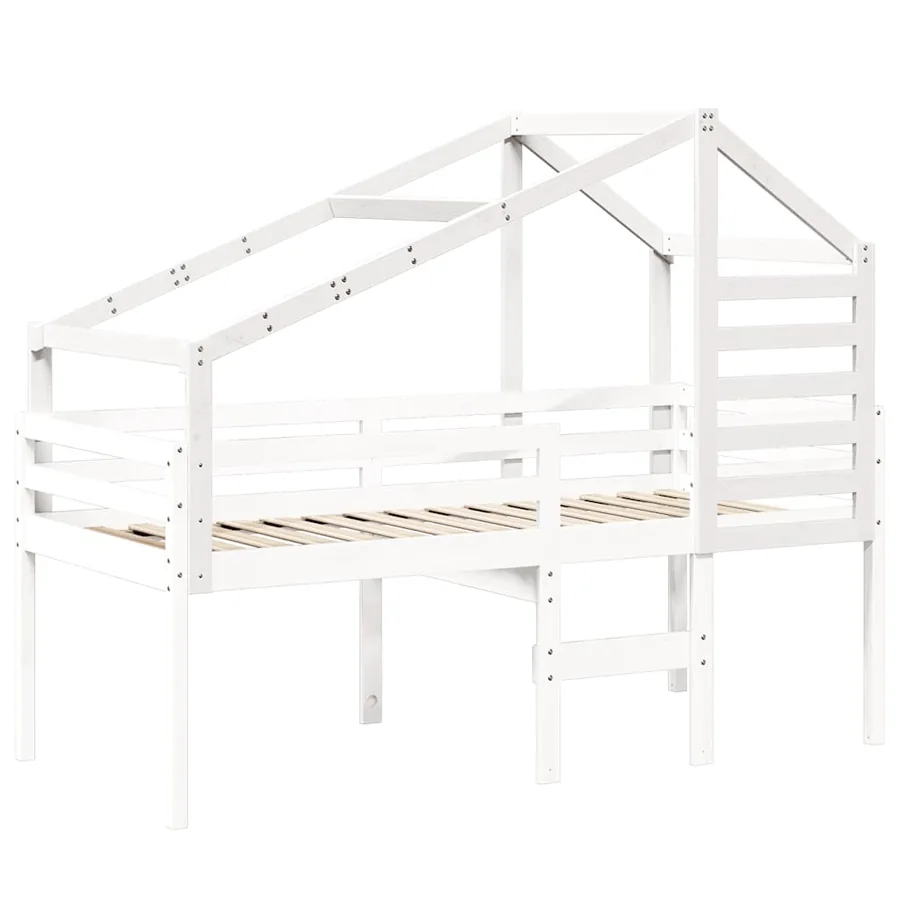 Toit de lit pour enfants blanc 198x97x113 cm bois de pin massif - 3