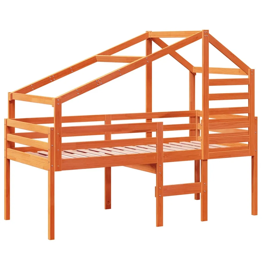 Lit haut sans matelas cire marron 90x200 cm bois de pin massif - 3