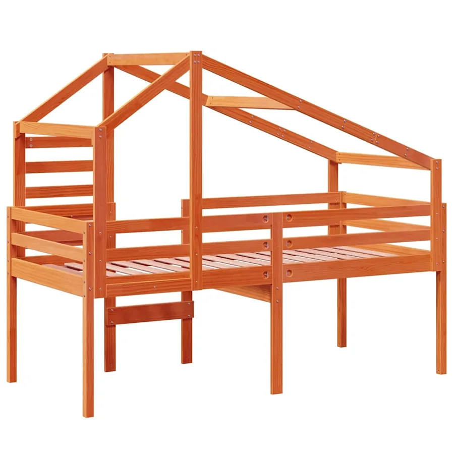 Lit haut sans matelas cire marron 90x200 cm bois de pin massif - 6