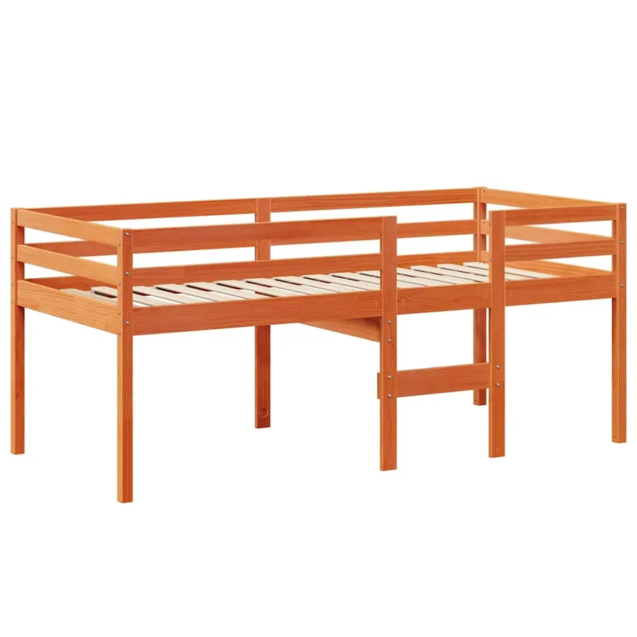Lit haut sans matelas cire marron 90x200 cm bois de pin massif - 7