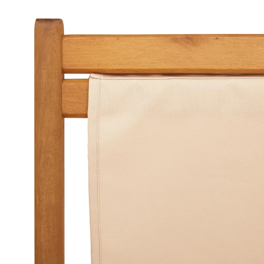 Chaises de plage pliantes lot de 2 beige tissu et bois massif - 10