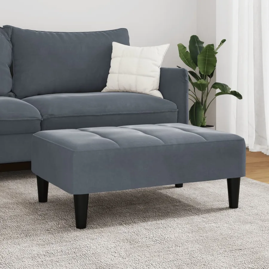 Repose-pied gris foncé 77x55x31 cm velours - 3
