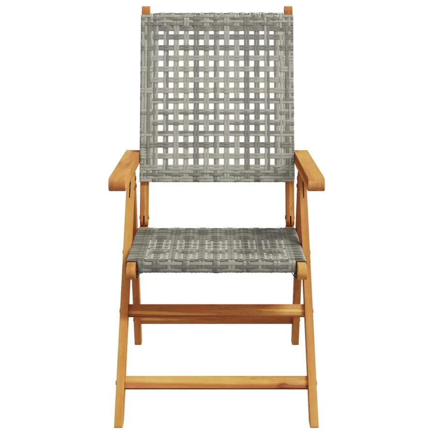 Chaises inclinables de jardin lot de 4 gris rotin bois massif - 4