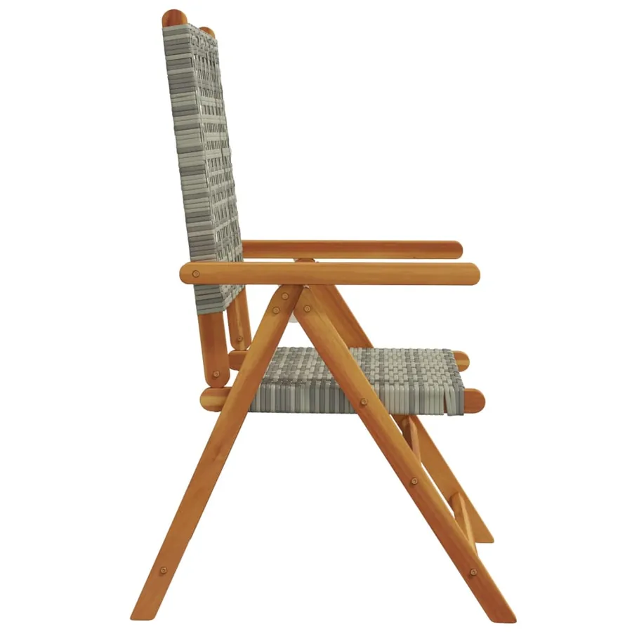 Chaises inclinables de jardin lot de 4 gris rotin bois massif - 5