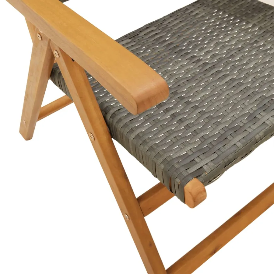 Chaises inclinables de jardin lot de 4 gris rotin bois massif - 8