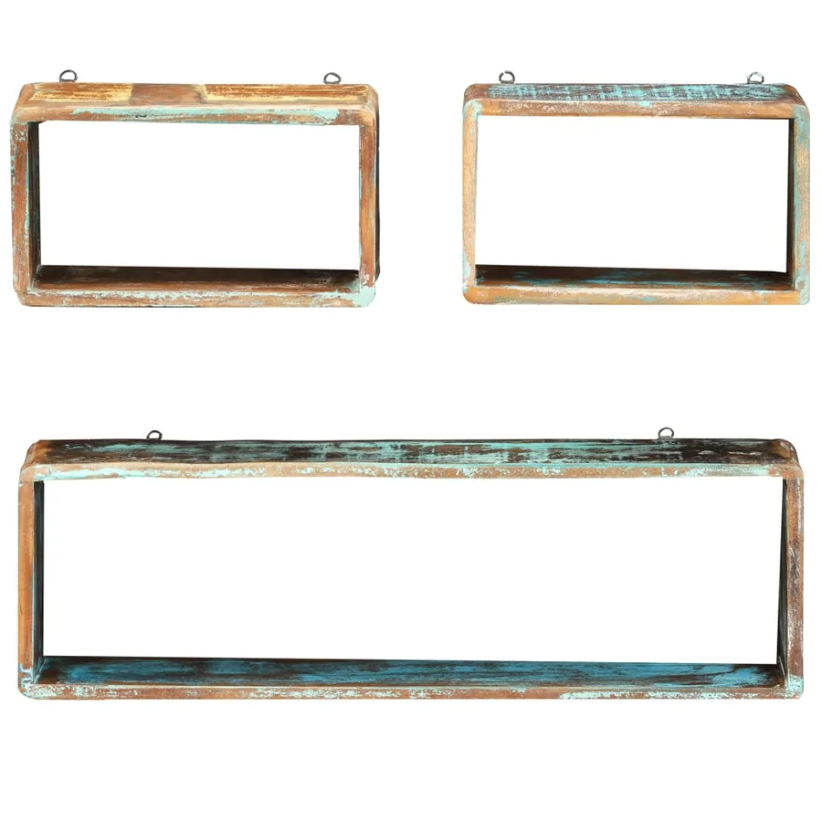 Ensemble d'étagère cube 3 pcs Bois solide de récupération - 2