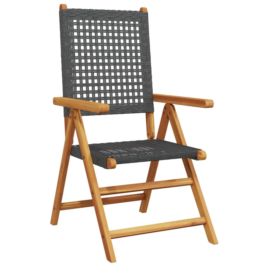 Chaises inclinables de jardin lot de 6 noir rotin bois massif - 3