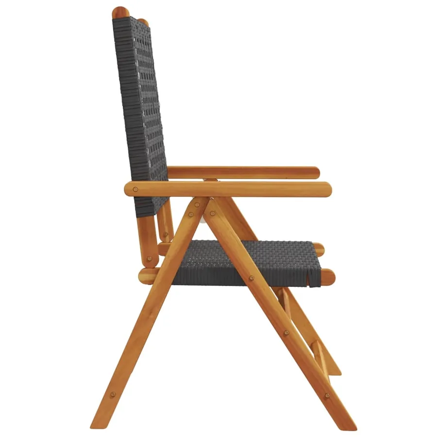 Chaises inclinables de jardin lot de 6 noir rotin bois massif - 5