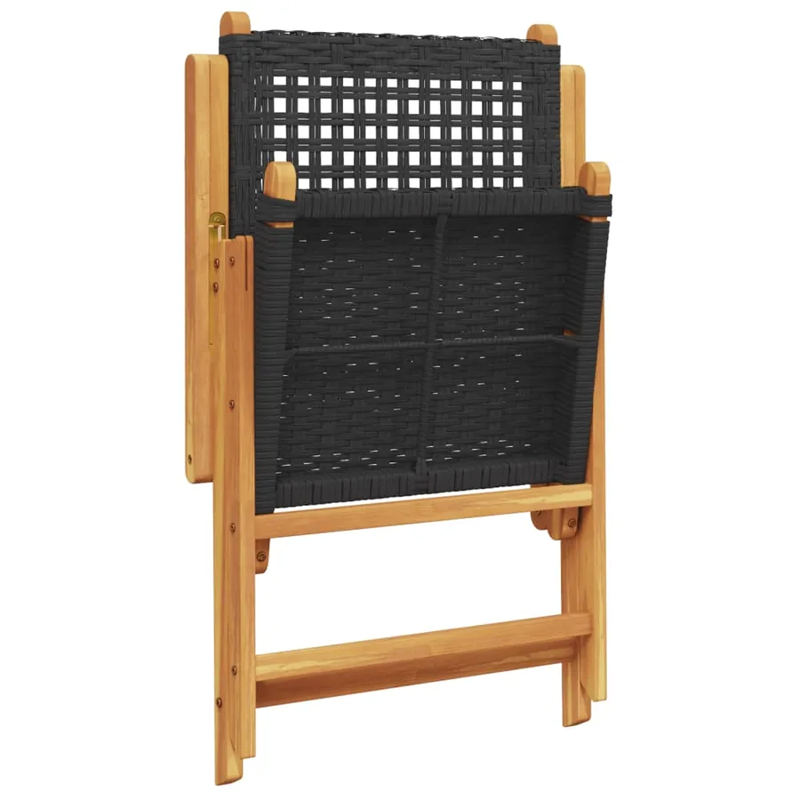 Chaises inclinables de jardin lot de 6 noir rotin bois massif - 7