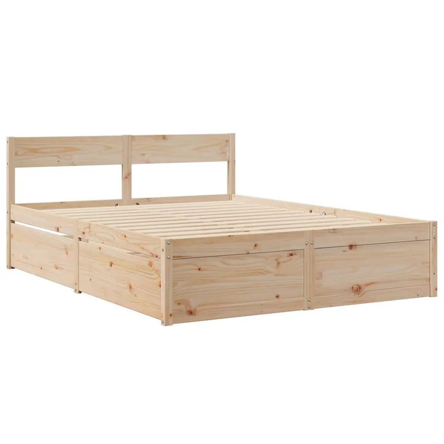 Cadre de lit sans matelas 150x200 cm bois de pin massif - 3