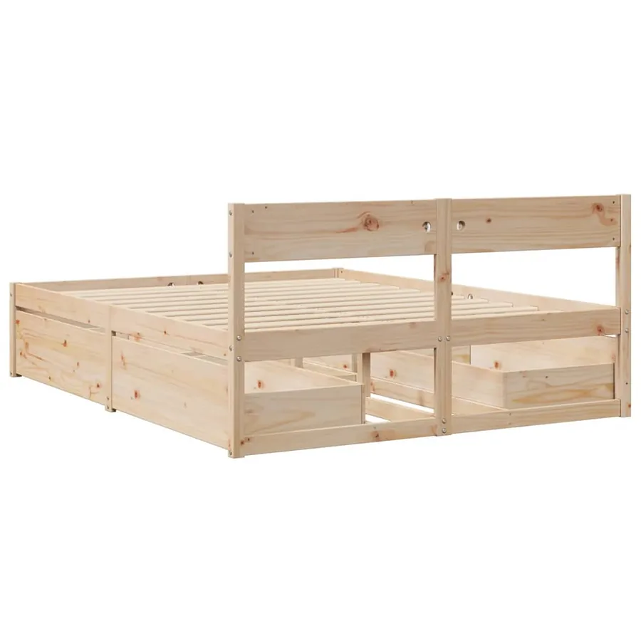 Cadre de lit sans matelas 150x200 cm bois de pin massif - 6
