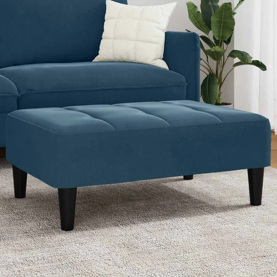 Repose-pied bleu 77x55x31 cm velours