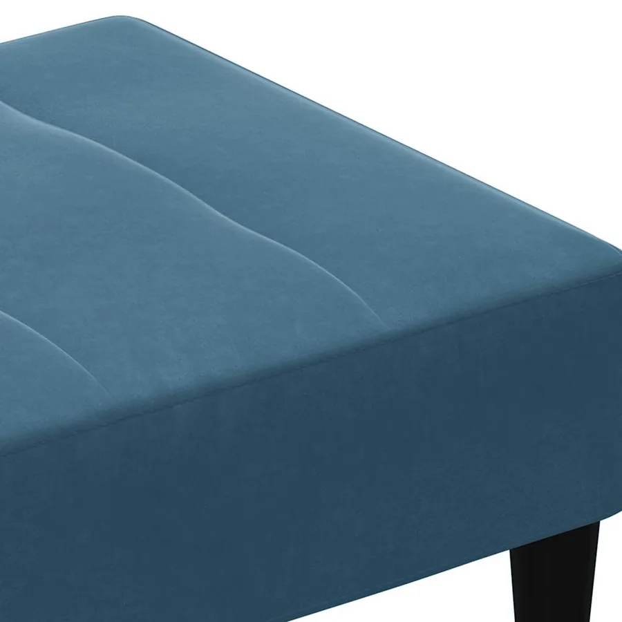 Repose-pied bleu 77x55x31 cm velours - 6
