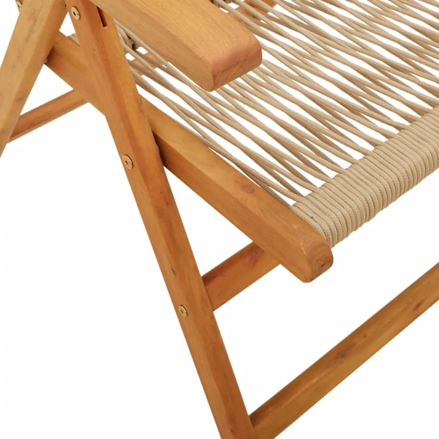 Chaises de jardin lot de 2 beige bois d'acacia et polypropylène - 10