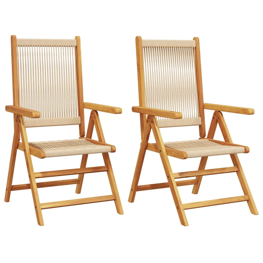 Chaises de jardin lot de 2 beige bois d'acacia et polypropylène - 2