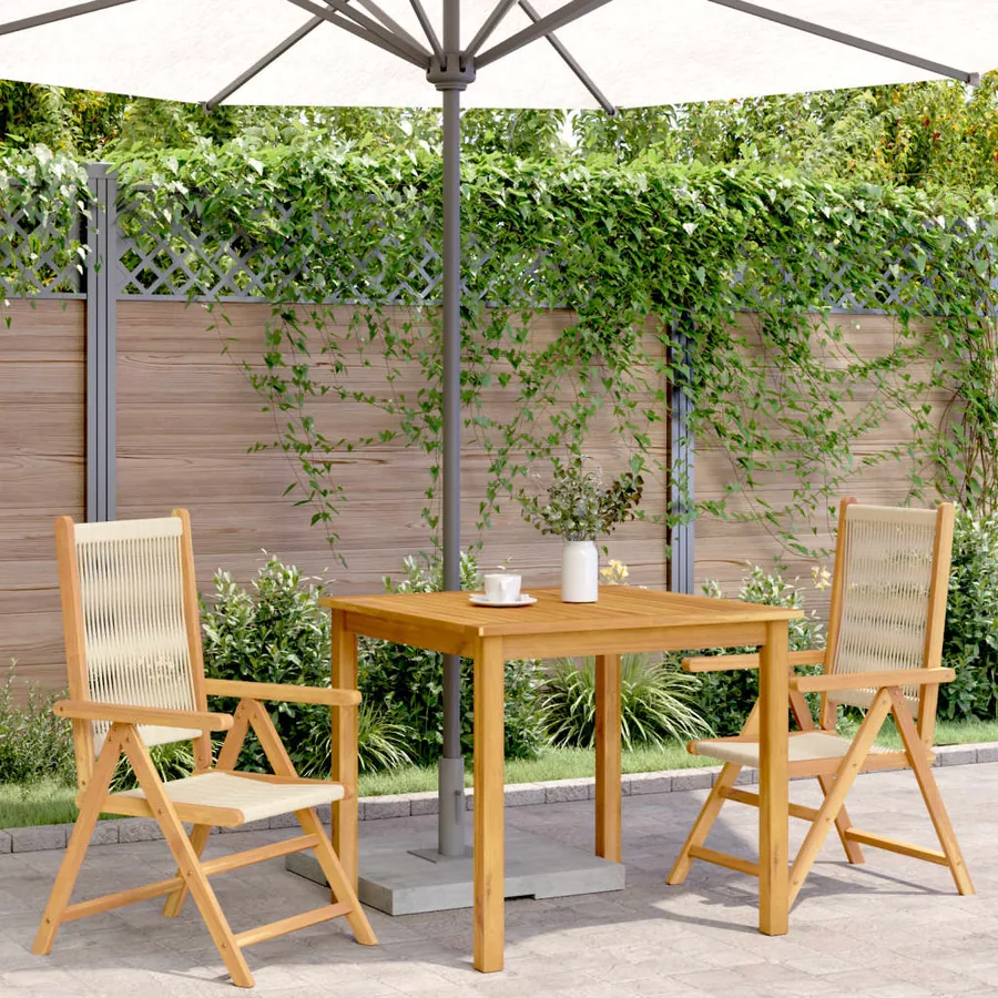 Chaises de jardin lot de 2 beige bois d'acacia et polypropylène - 3