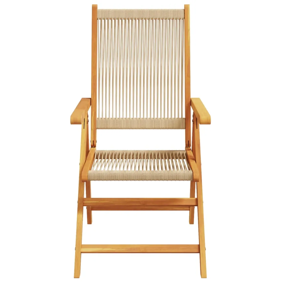 Chaises de jardin lot de 2 beige bois d'acacia et polypropylène - 5