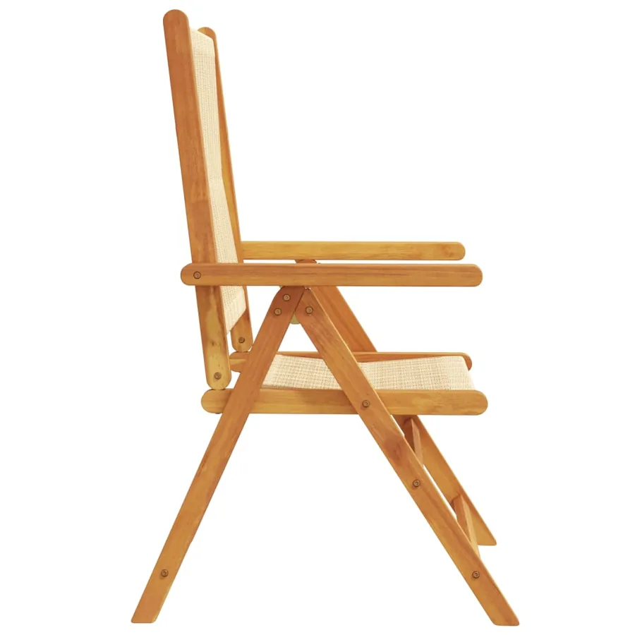 Chaises de jardin lot de 2 beige bois d'acacia et polypropylène - 6