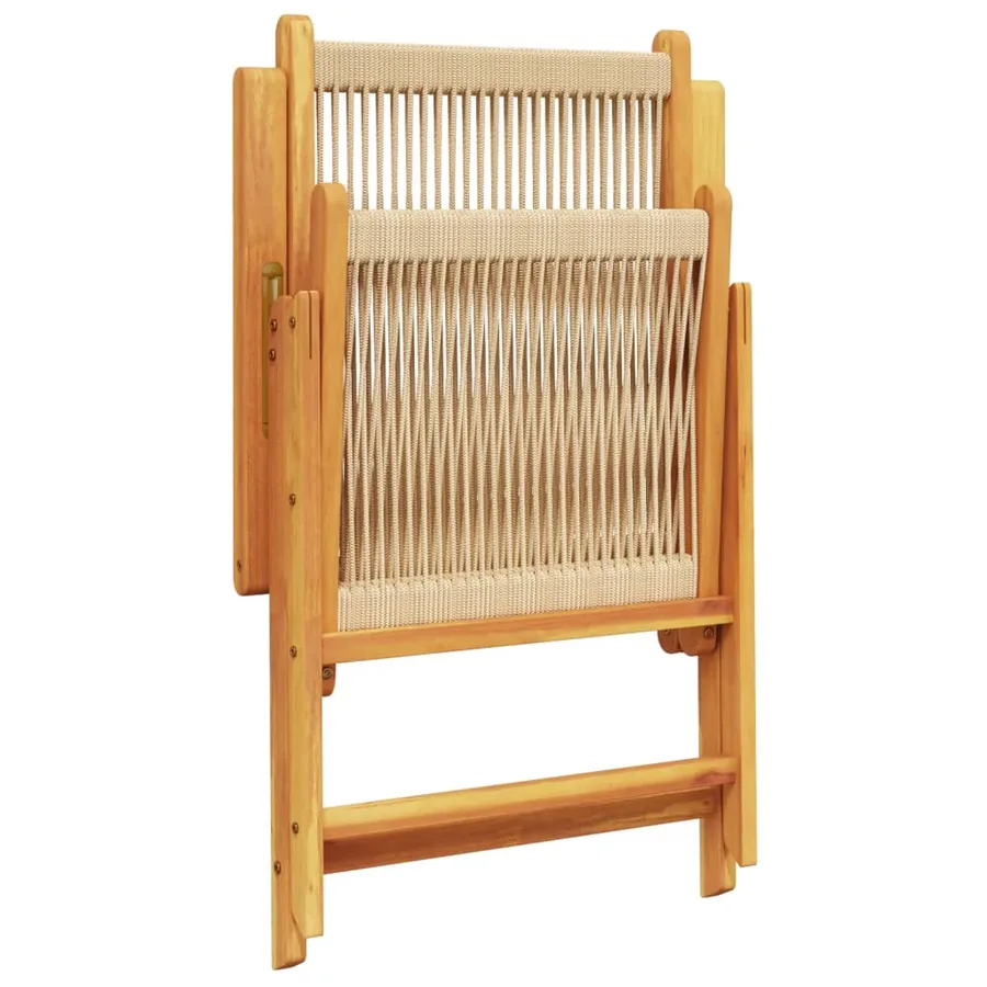 Chaises de jardin lot de 2 beige bois d'acacia et polypropylène - 8
