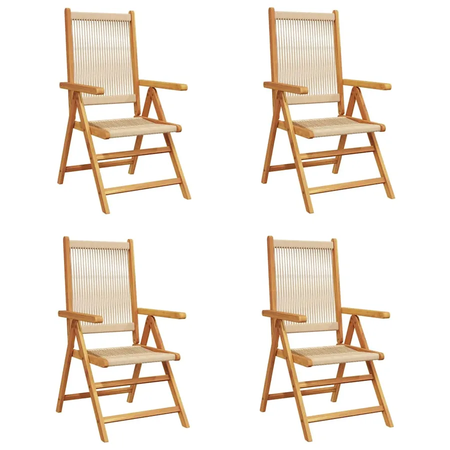 Chaises inclinables de jardin lot de 4 beige bois massif acacia - 2