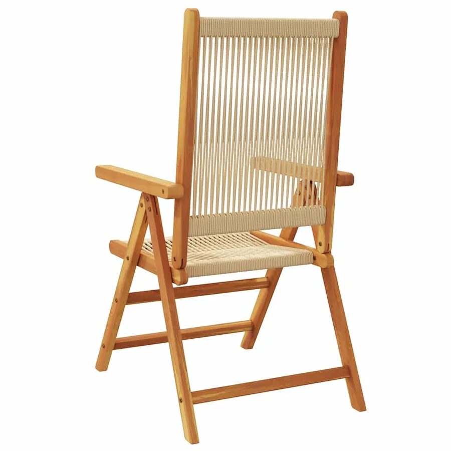 Chaises inclinables de jardin lot de 4 beige bois massif acacia - 6