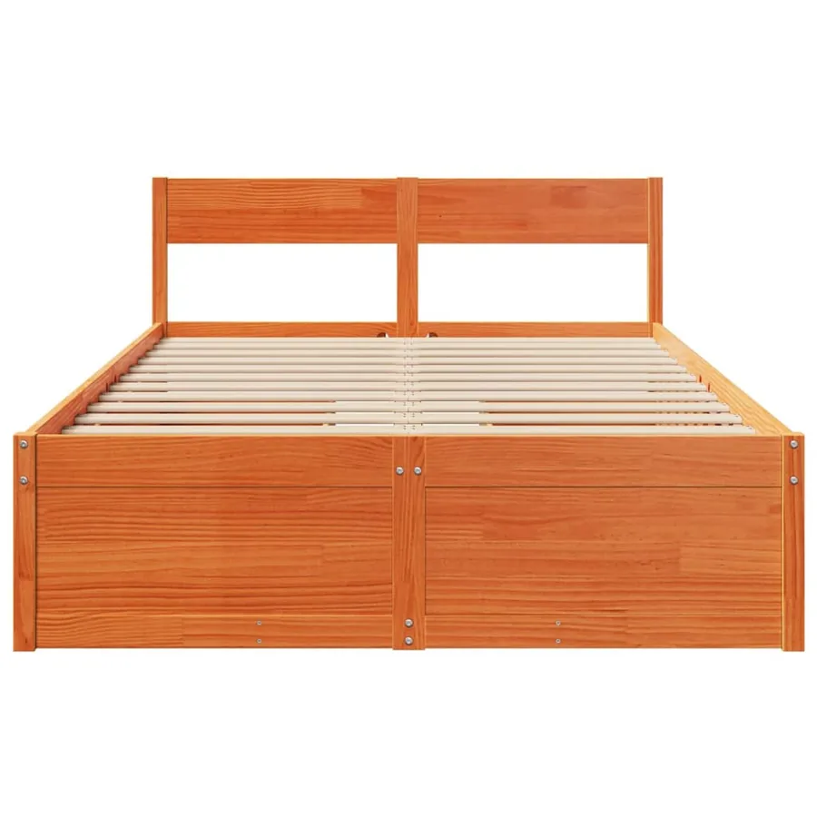 Cadre de lit sans matelas cire marron 120x200cm bois pin massif - 4
