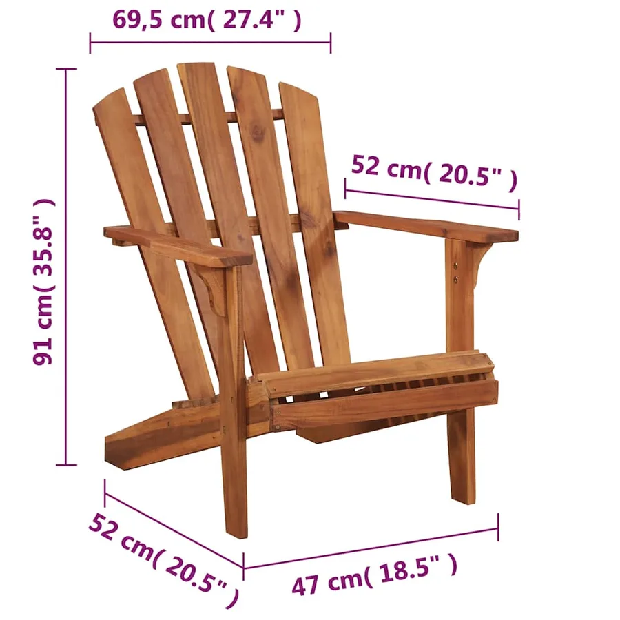 Chaise de jardin Adirondack Bois d'acacia massif - 3