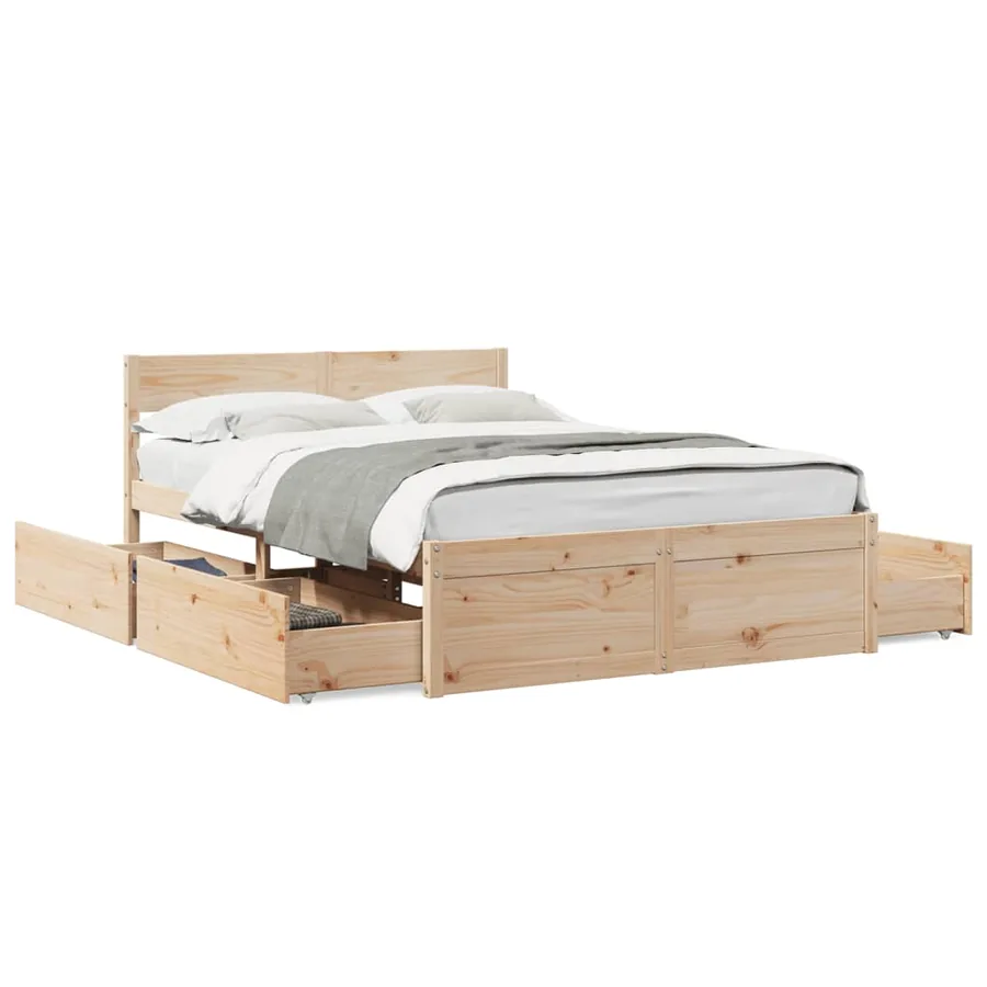 Cadre de lit sans matelas 120x200 cm bois de pin massif - 2