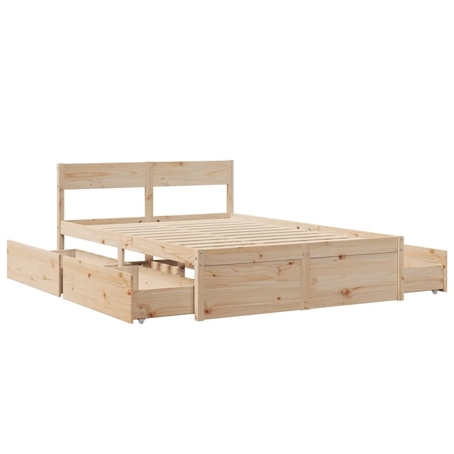 Cadre de lit sans matelas 120x200 cm bois de pin massif - 7