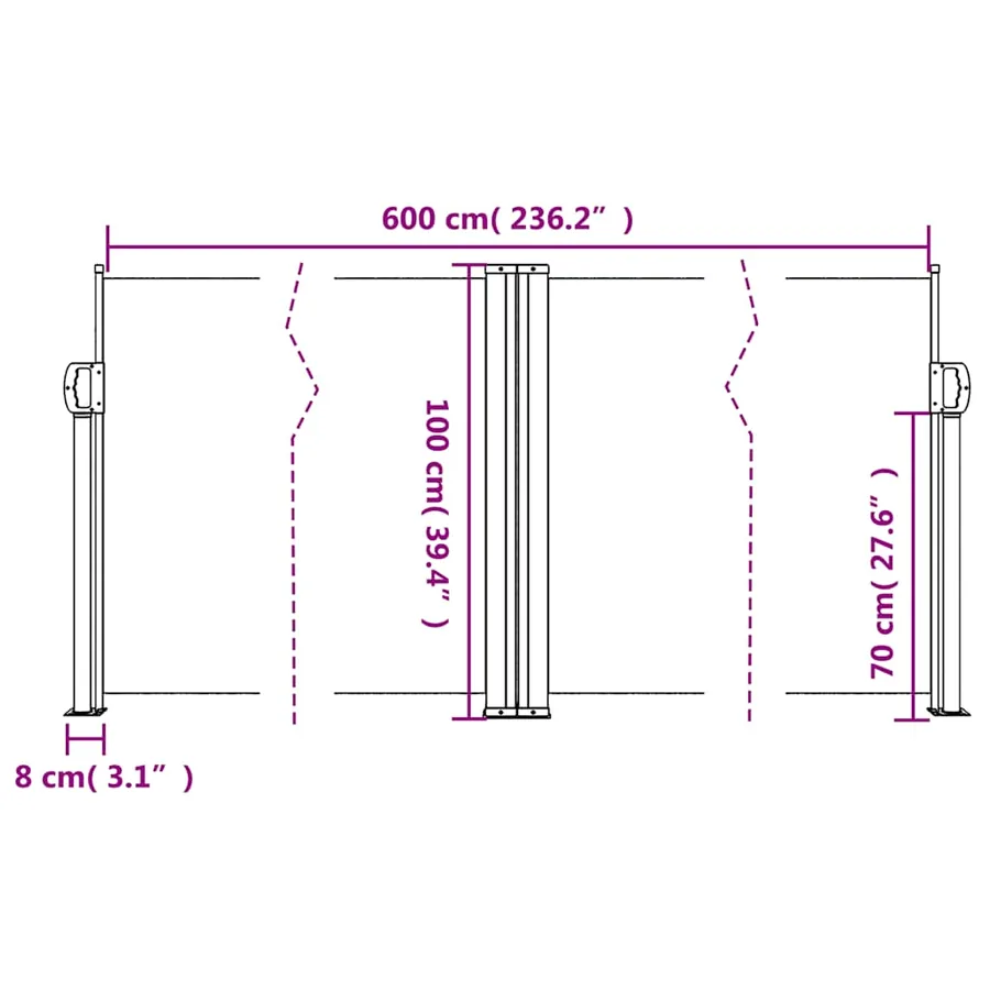 Auvent latéral rétractable blanc 100x600 cm - 10