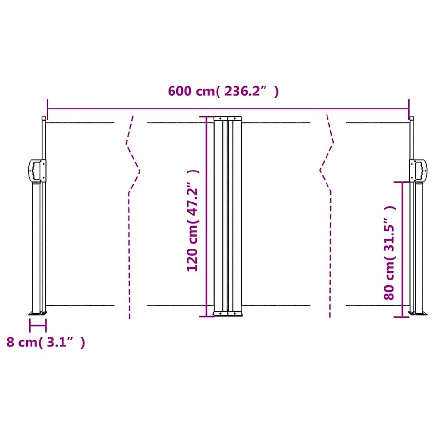 Auvent latéral rétractable beige 120x600 cm - 10