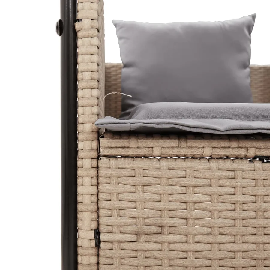 Chaise longue double avec toit et rideaux beige résine tressée - 7