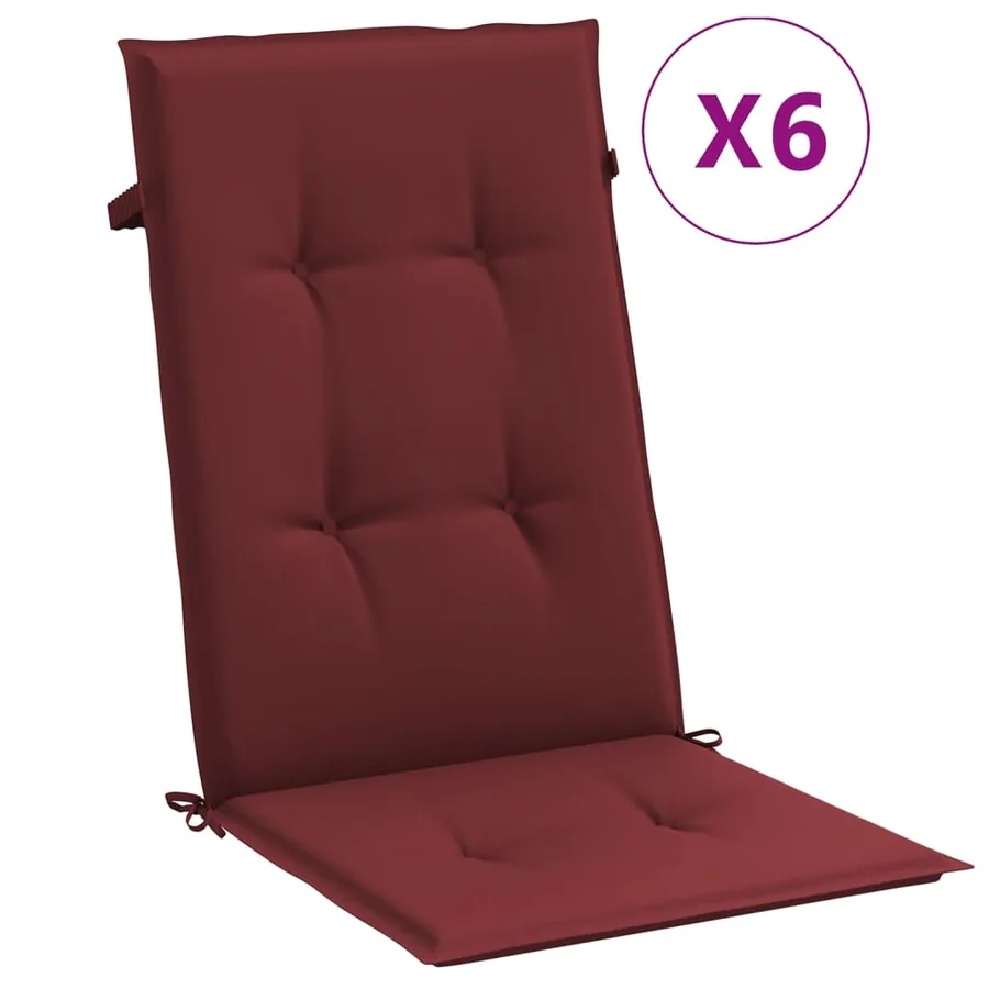 Coussins de chaise dossier haut lot de 6 rouge bordeaux mélangé - 2