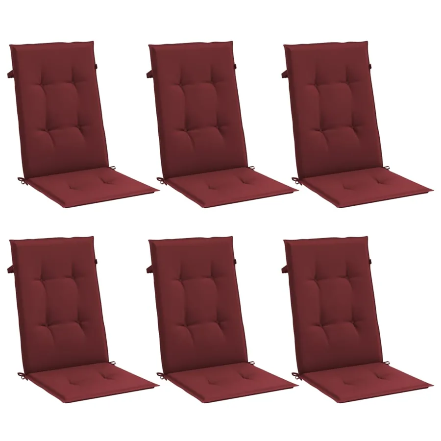 Coussins de chaise dossier haut lot de 6 rouge bordeaux mélangé - 3