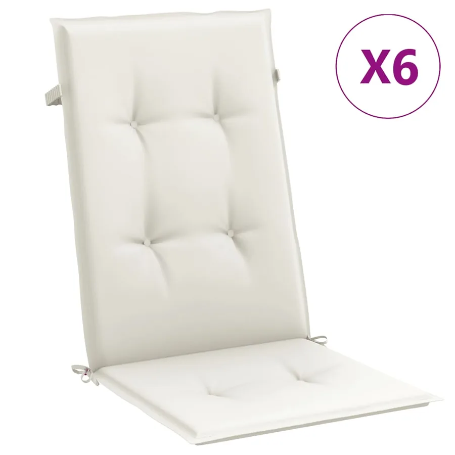 Coussins de chaise à dossier haut lot de 6 crème mélangé tissu - 2