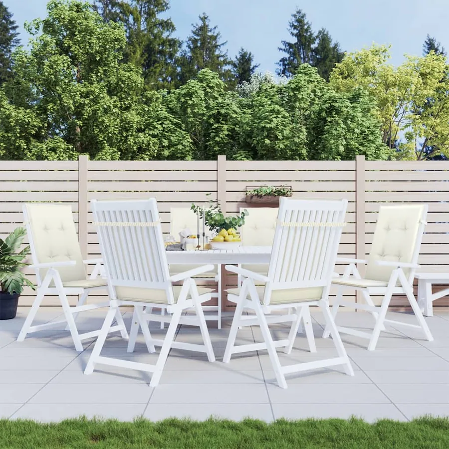 Coussins de chaise à dossier haut lot de 6 crème mélangé tissu - 3