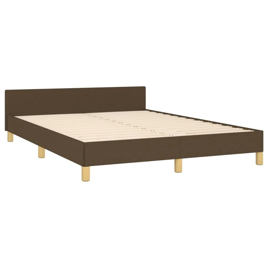 Cadre de lit sans matelas marron foncé 140x190 cm tissu - 5