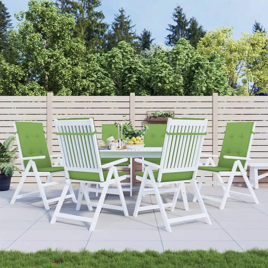 Coussins de chaise à dossier haut lot de 6 vert mélangé tissu - 3