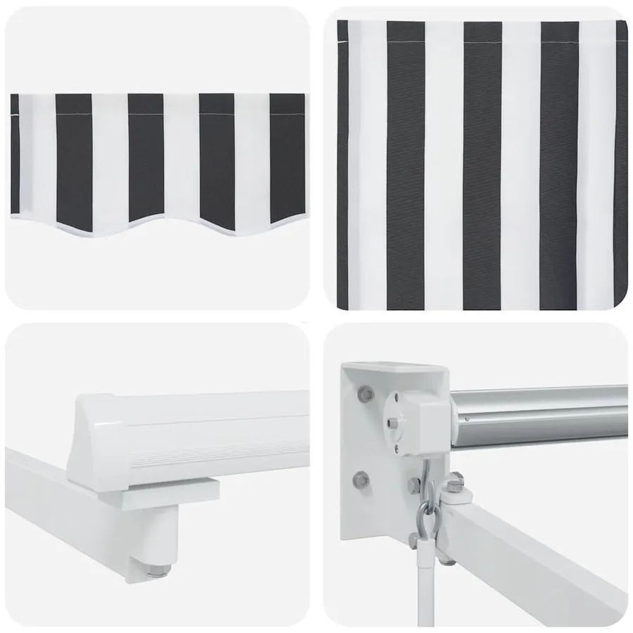 Auvent rétractable anthracite et blanc 4x3 m tissu et aluminium - 9