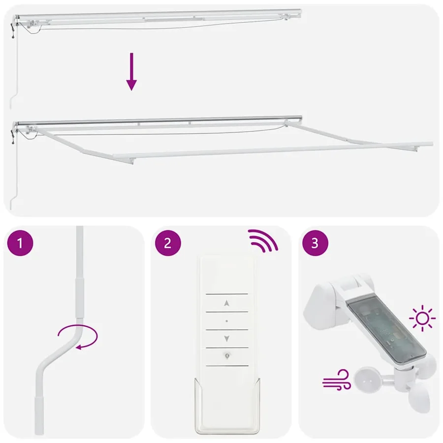 Auvent rétractable automatique avec LED anthracite et blanc - 10