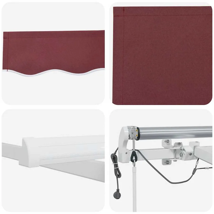 Auvent rétractable automatique avec LED bordeaux 450x300 cm - 12