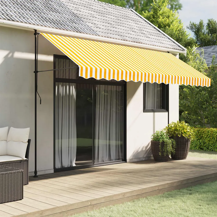 Tissu de remplacement de cantonnière d’auvent jaune blanc 4 m