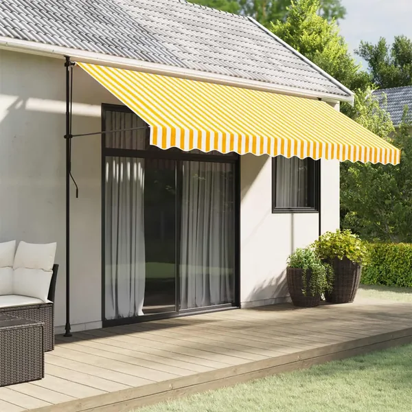 Tissu de remplacement de cantonnière d’auvent jaune blanc 4 m