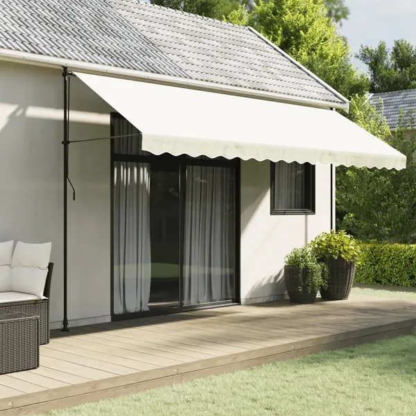 Tissu de remplacement de cantonnière d’auvent rayure crème 4,5m